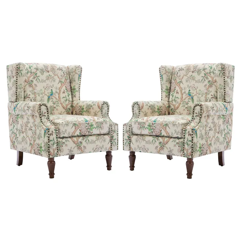 Traditional Nailhead Trim Armchair Accent Chairs Set of 2