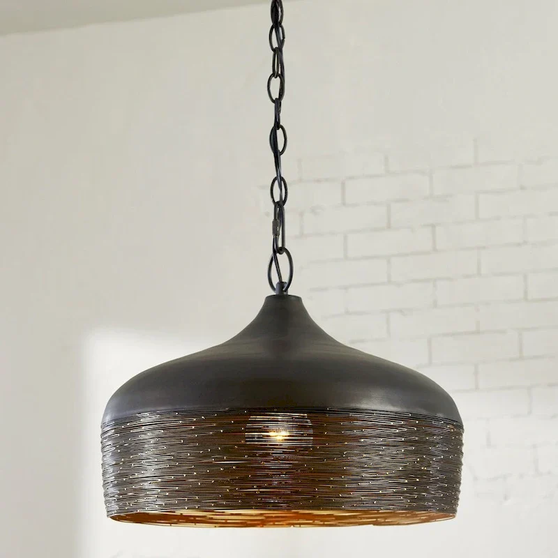 1-light Grey Iron Pendant