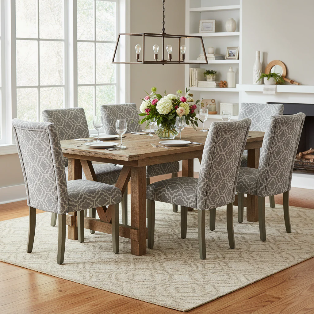 Ash Grey Geometric Dining Chair (Set of 2)