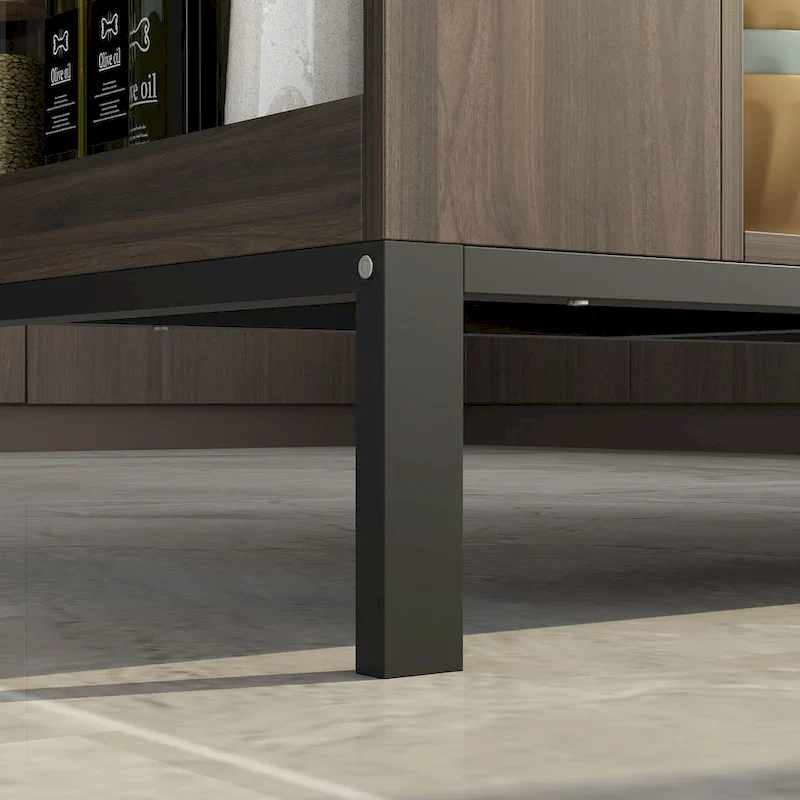 55.1W Buffet Kitchen Island Cabinet with Open Shelves Two Drawers