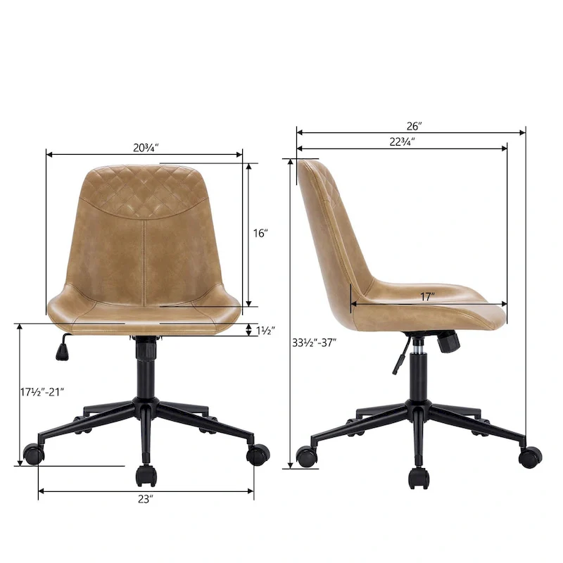 Curved Faux Leather Task Chair Air Lift Office Chair