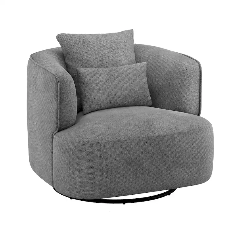 LUE BONA Swivel Accent Armchair Fabric Blend, Modern Upholstered Barrel Chair Living Room Sofa Chair