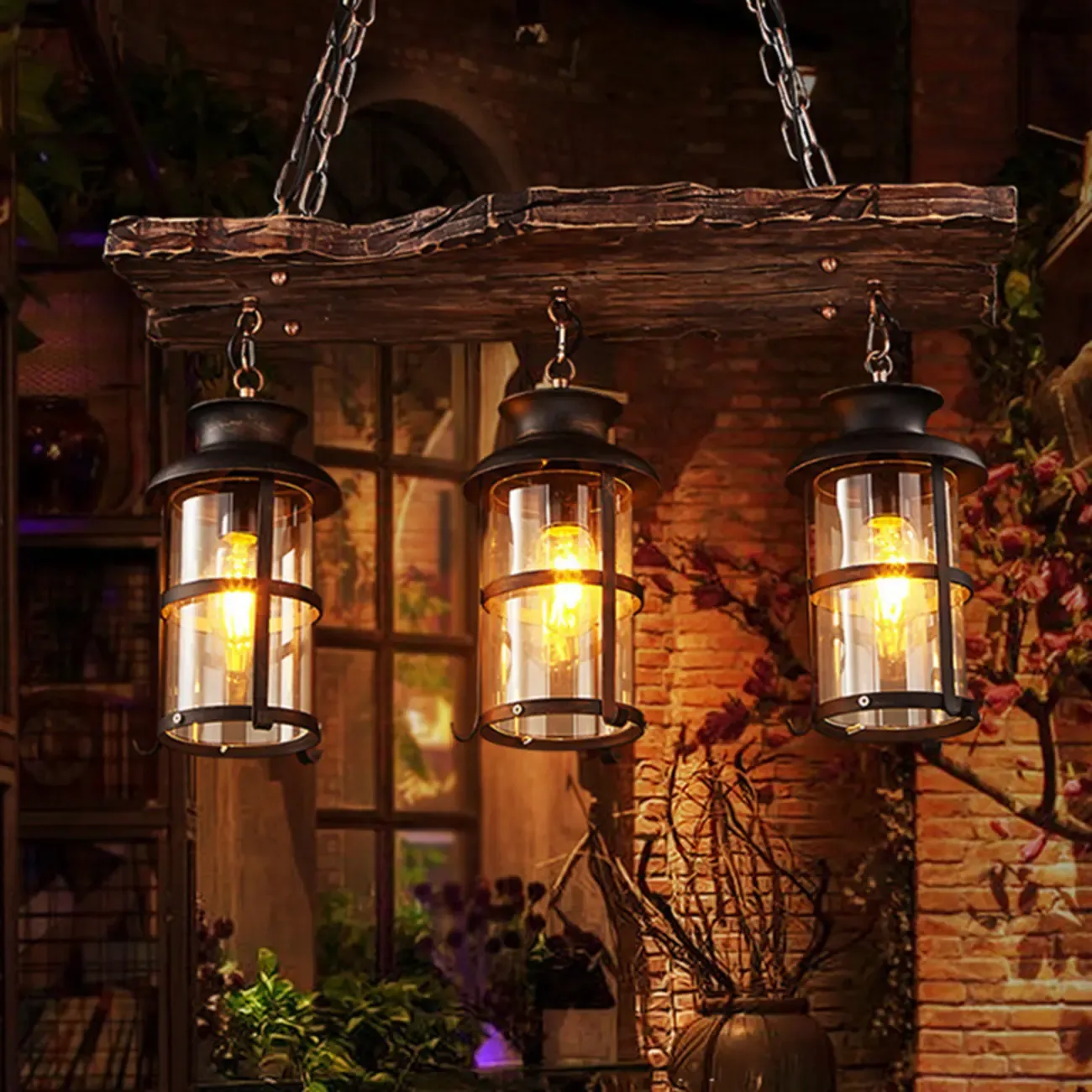 Industrial Island Light Brown Steampunk Cylindrical Pendant Light