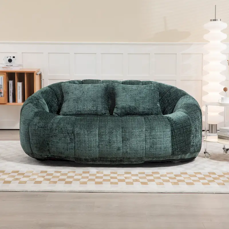 Emerald Modern 59 Chenille Loveseat Chaise Lounge Chair