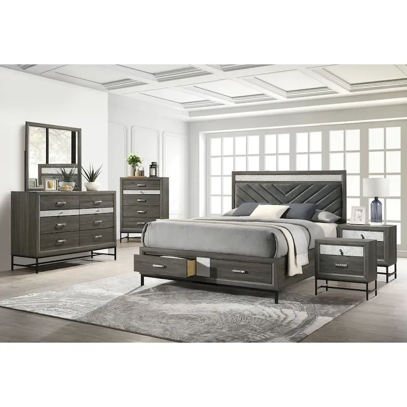 Furniture of America Heinisk Contemporary Grey 6-Piece Platform Bedroom Set