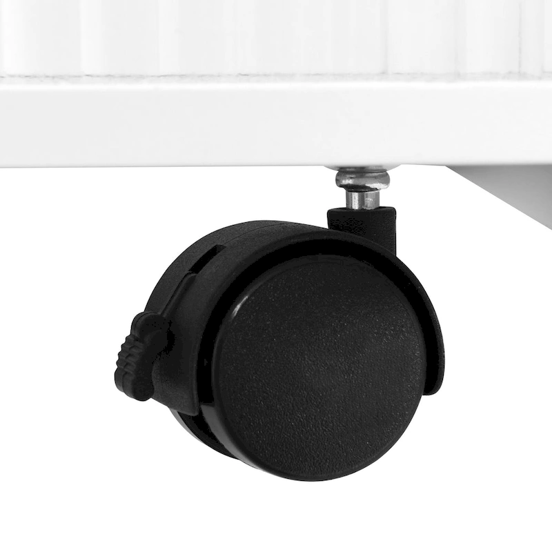 31.5 Modern Mobile End Table with 5mm Thick Fluted Tempered Glass, Lockable Wheels and Golden Round Rod