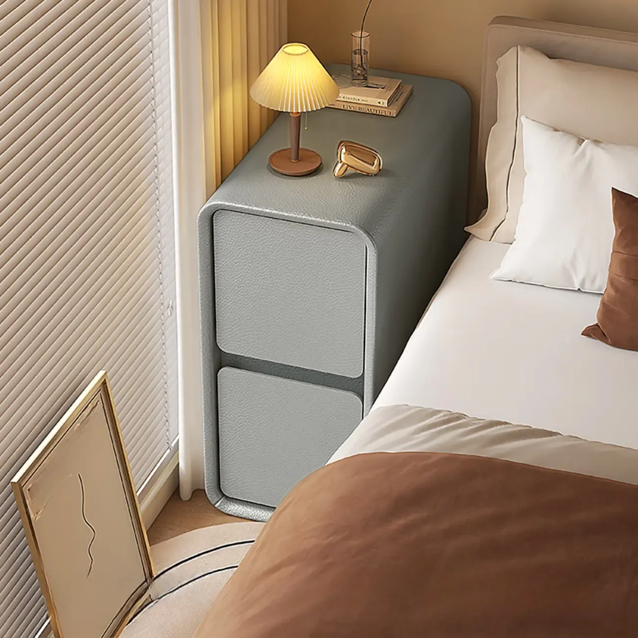 Trendy Narrow Wooden Sleek Edge 2-Drawer Nightstand