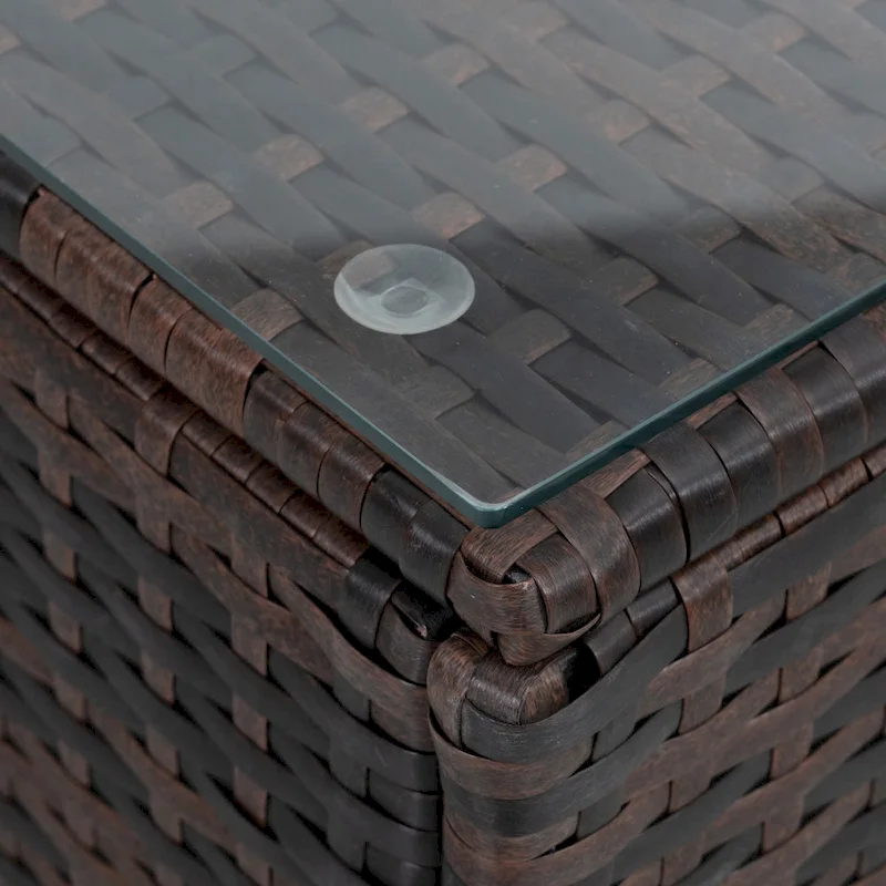 5 Set Wicker Furniture With Tempered Glass Coffee Table