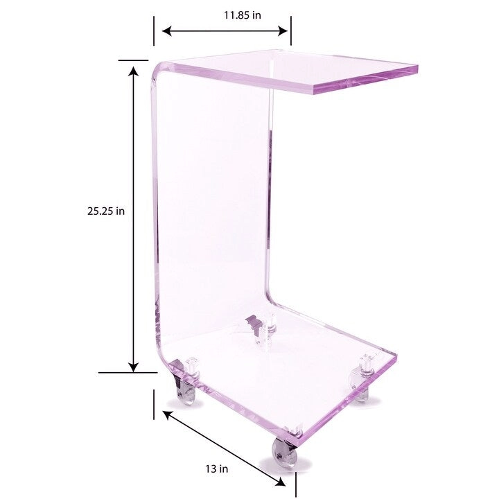 DesignStyles Acrylic C-Table w/Wheels