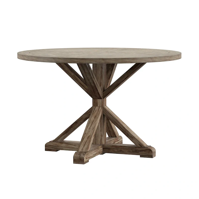 Round Antique Grey Oak Dining Table