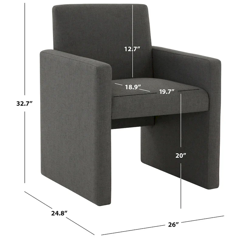 SAFAVIEH Couture Gunna Linen Arm Chair - 26 W x 25 D x 33 H - 26Wx25Dx33H