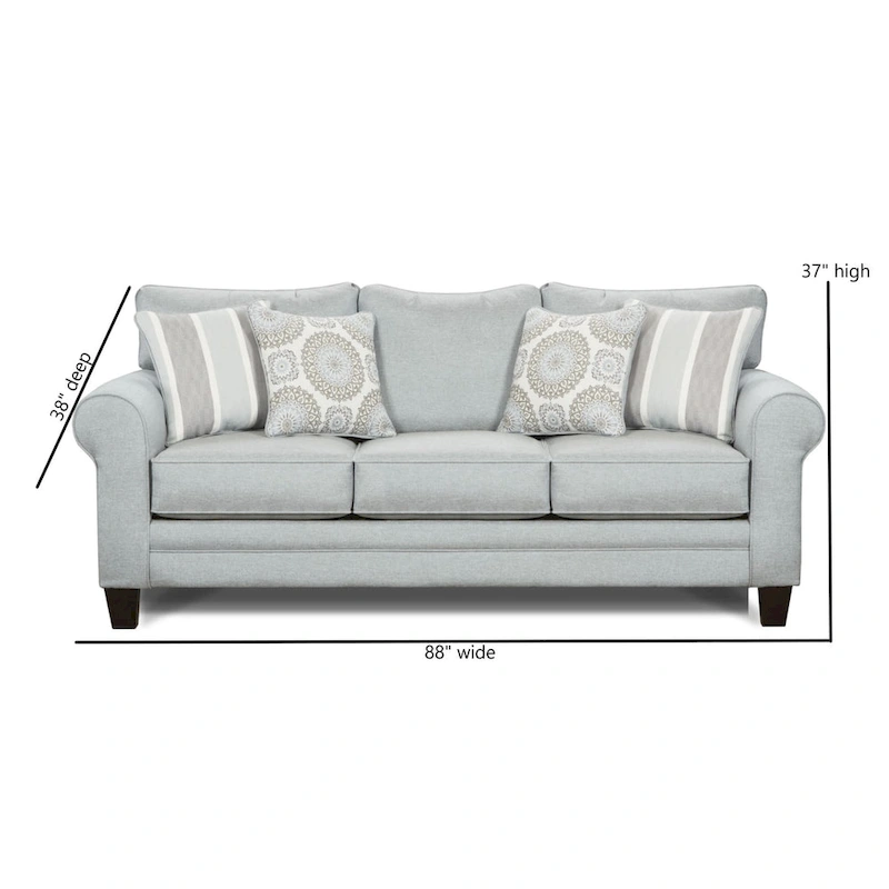 Grande Mist Round Arm Transitional Baby Blue Sofa
