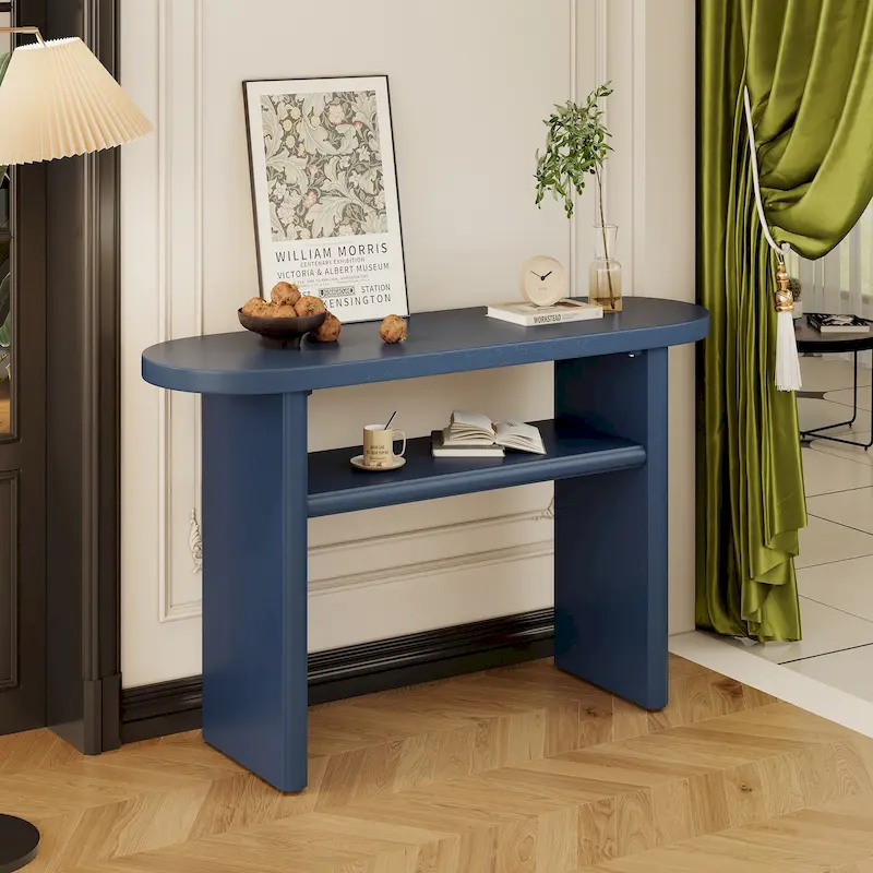 Elegant Minimalist Console Table with Rounded Edges and Sturdy Shelf Design for Entryway, Living Room