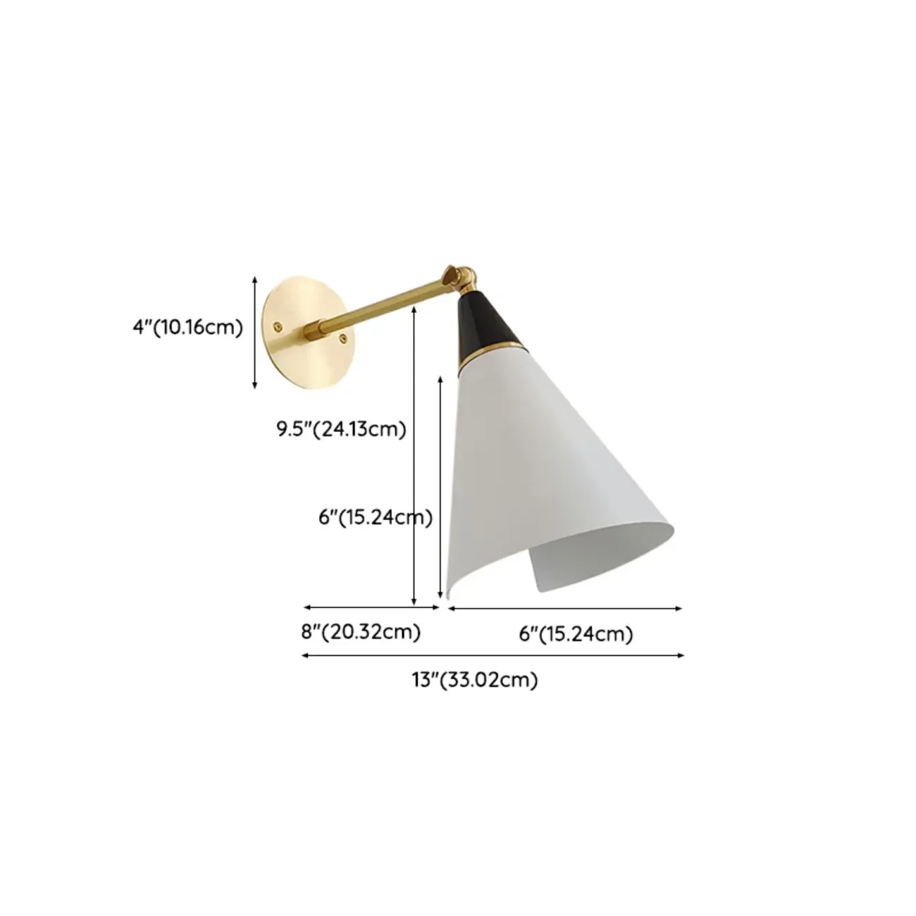 Gold Metal Modern White Aluminum Shade Swing Arm Wall Light