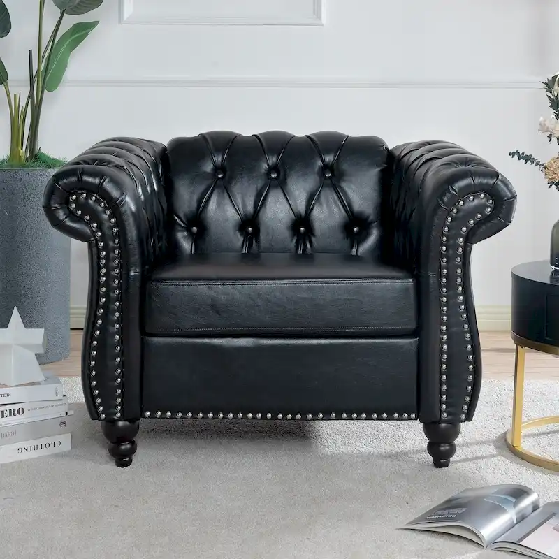 Christopher Knight Home- Winston PU Leather Chesterfield Club Chair
