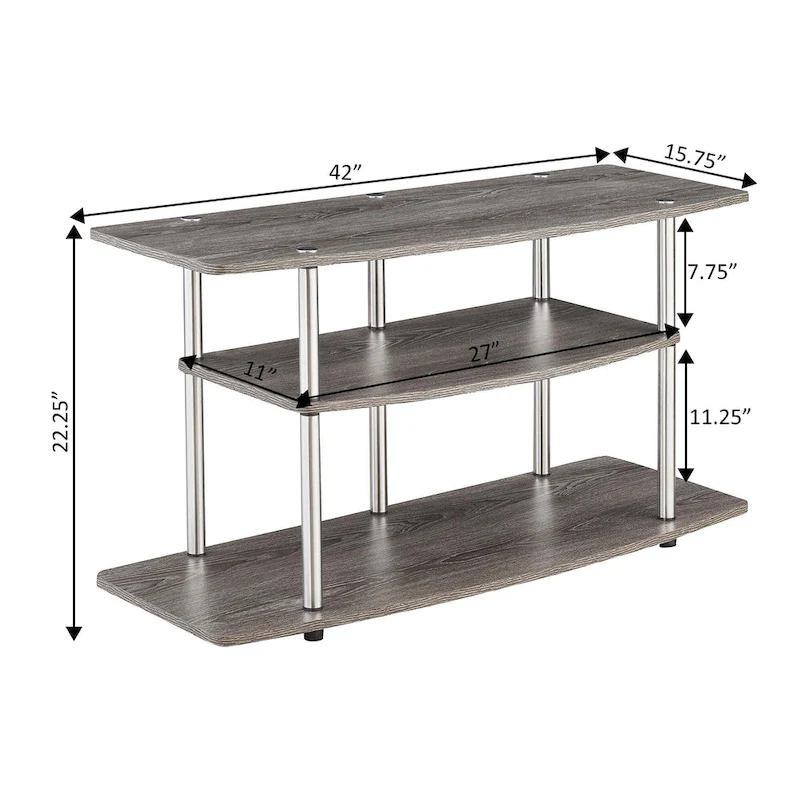 Convenience Concepts Designs2Go No Tools 3 Tier Wide TV Stand