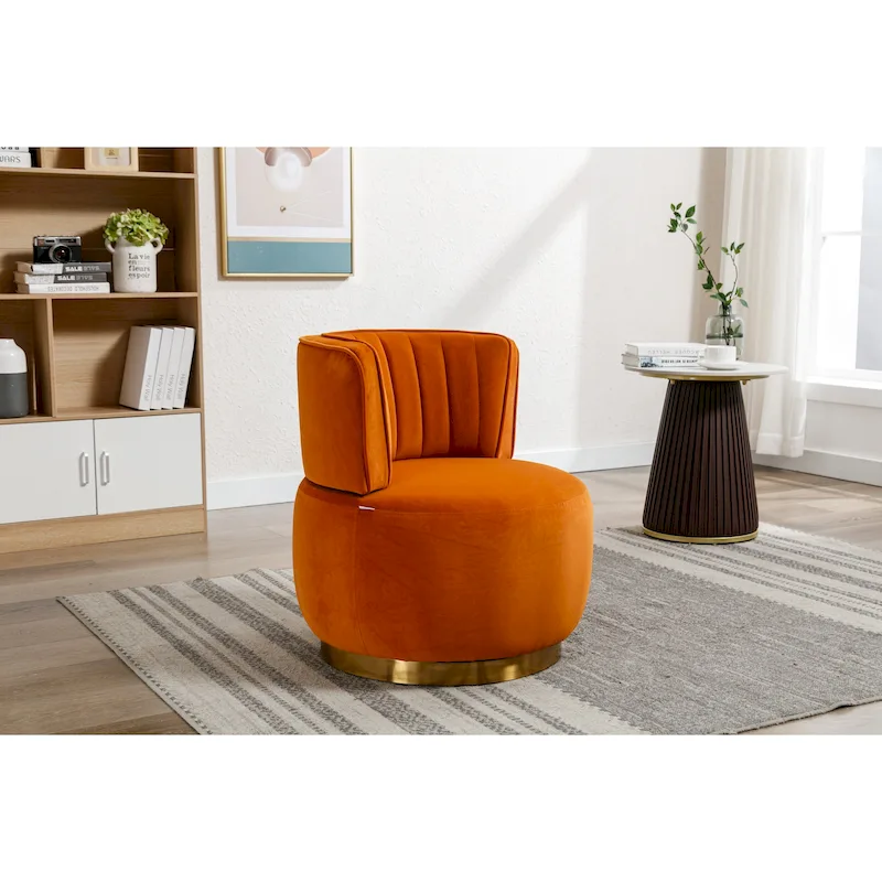 HOMEFUN Velvet Upholstered 360 Degree Swivel Armless Round Barrel Chairs