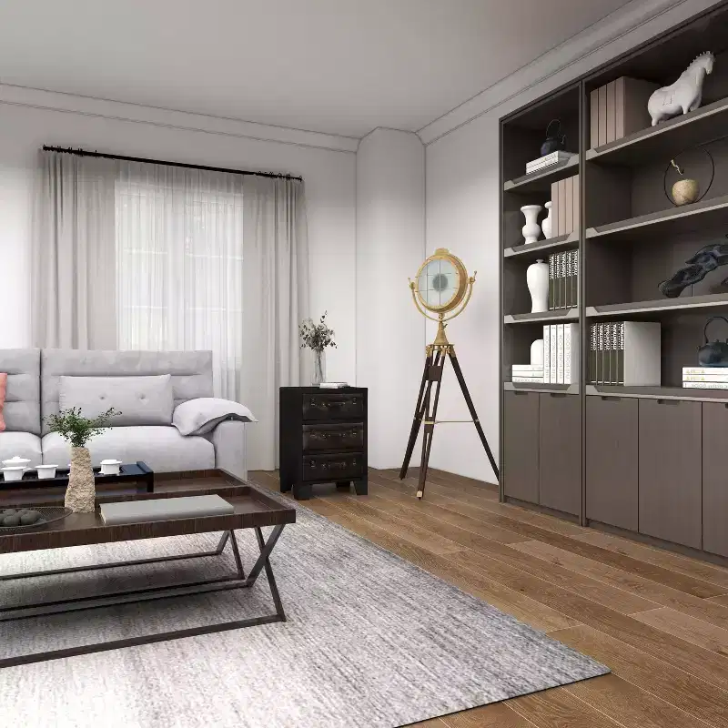 Traditional Wood and Faux Leather Cabinet Dark Brown - Olivia & May