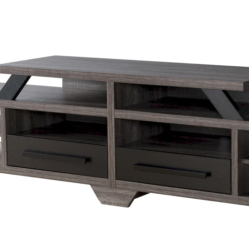 Modern Gray 82 Wide Open Shelf Tiered TV Stand