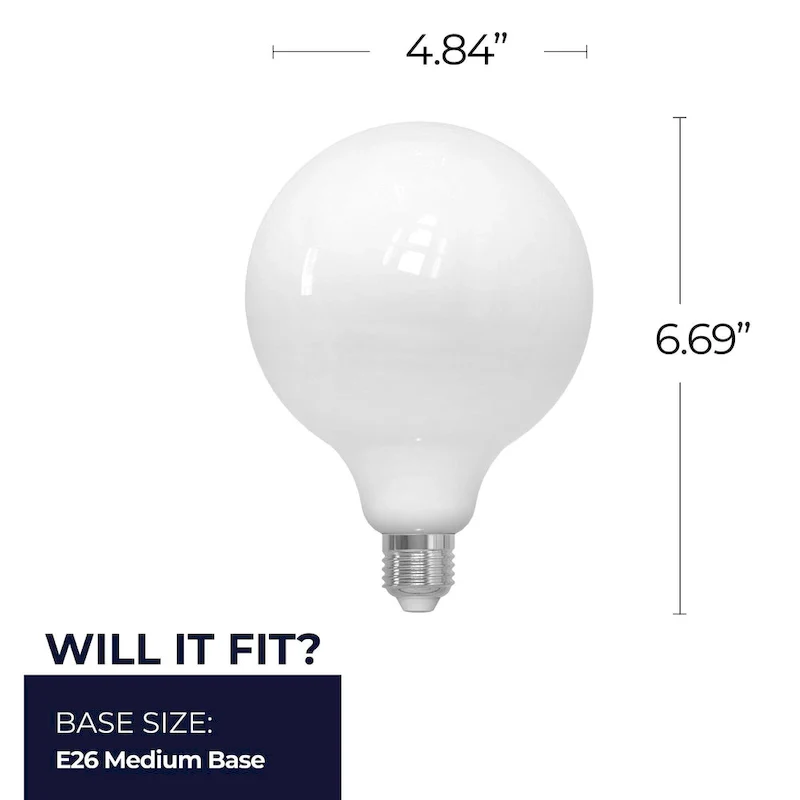 Bulbrite Pack of (2) 8.5 Watt Dimmable Filament G40 Medium (E26) LED Bulb
