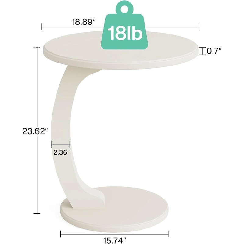 Wooden C-Shaped End Table