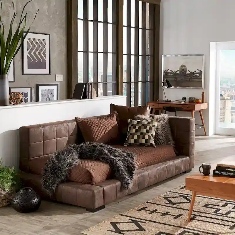 Brown Microfiber Twin Size Lounger