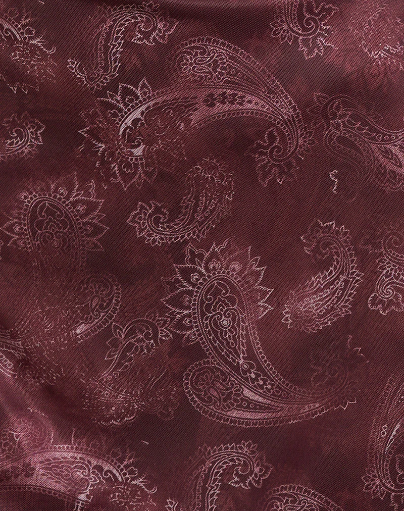 Modena Long Sleeve Mini Dress in Tonal Paisley Plum