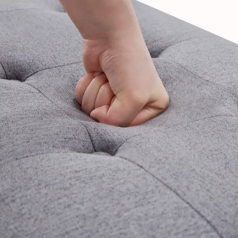 Upholstered Entryway Bench, Polyester, X-Shaped Wood Legs, 35.4