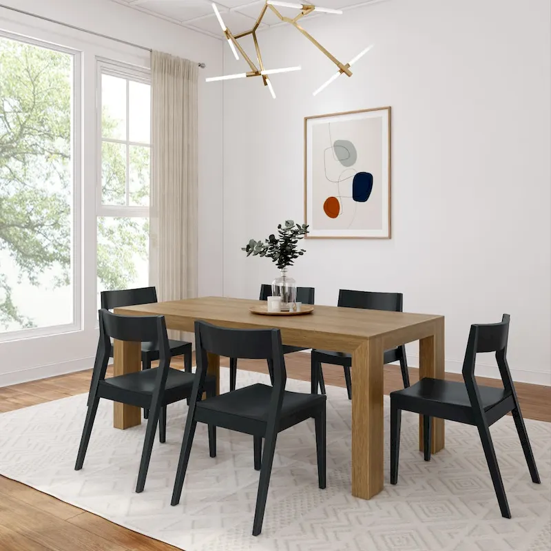 Plank and Beam 72 Modern Solid Wood Table and Chairs Dining Set