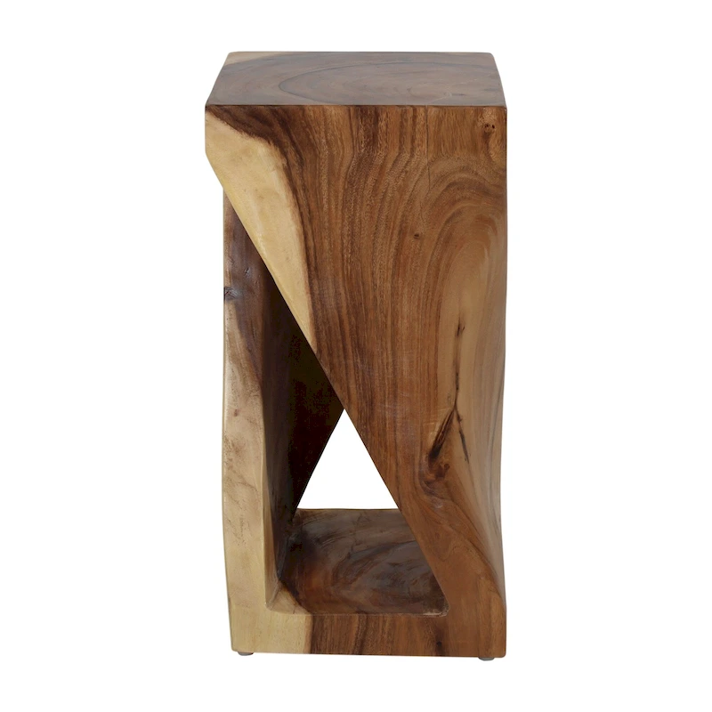 Natural Wood Sculpted End Table by East at Main