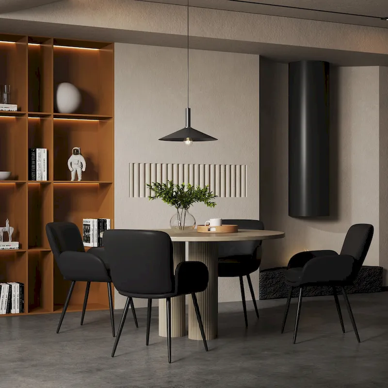 Set of 2 Cat-Scratch Resistant Dining Chairs with Gold Metal Legs