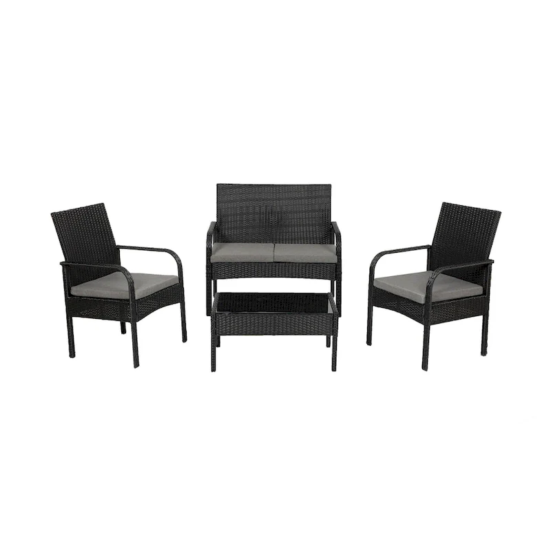 Sonoma 4 Piece Wicker all-weather Conversation Set with Cushions & Coffee Table