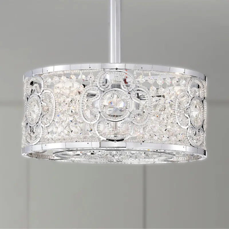 Ralph 15 Inch Chrome Polish Crystal Fandelier - N/A