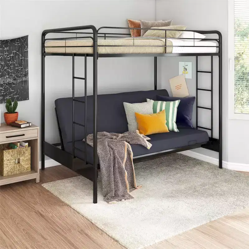 DHP Twin Over Futon Metal Bunk Bed