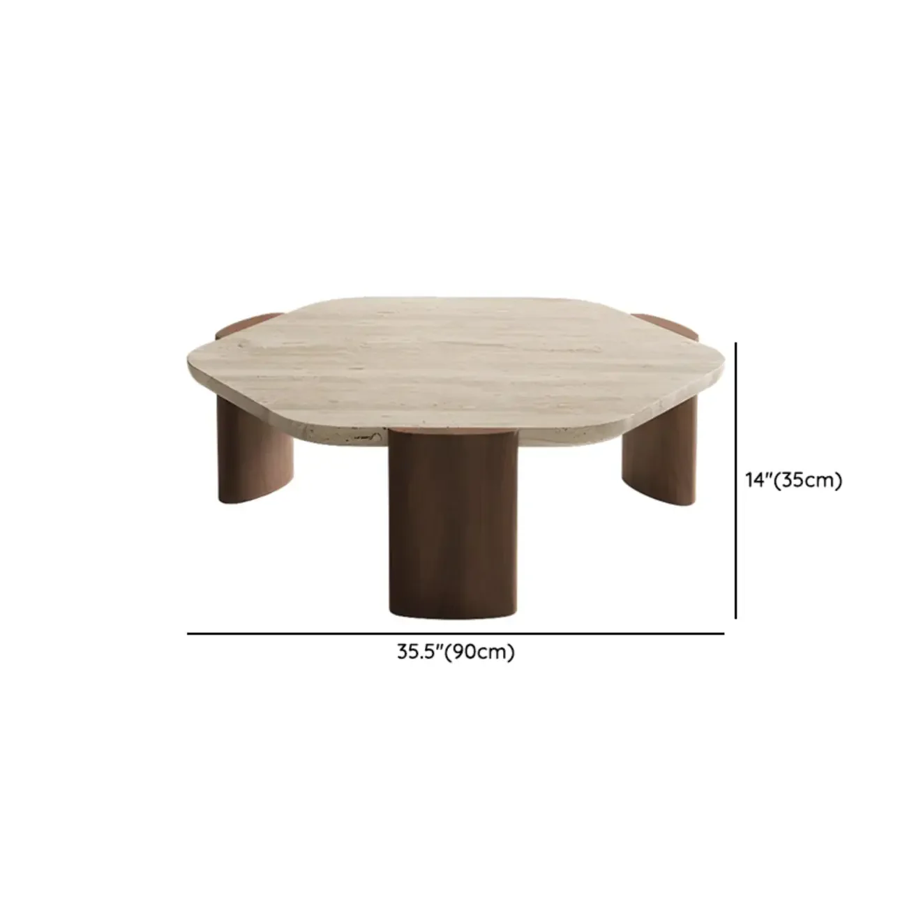 Modern Beige Travertine Top Coffee Table in Hexagon/Round