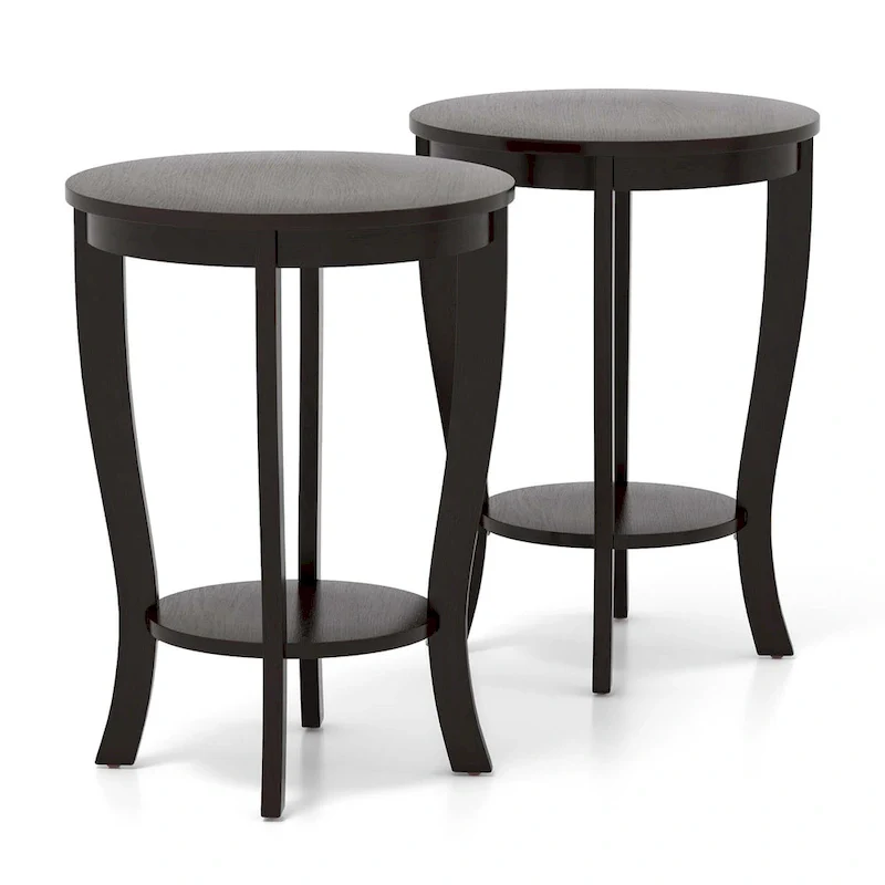 Costway 2 PCS 2-Tier End Table 18 Round Compact Sofa Side Nightstand - See Details