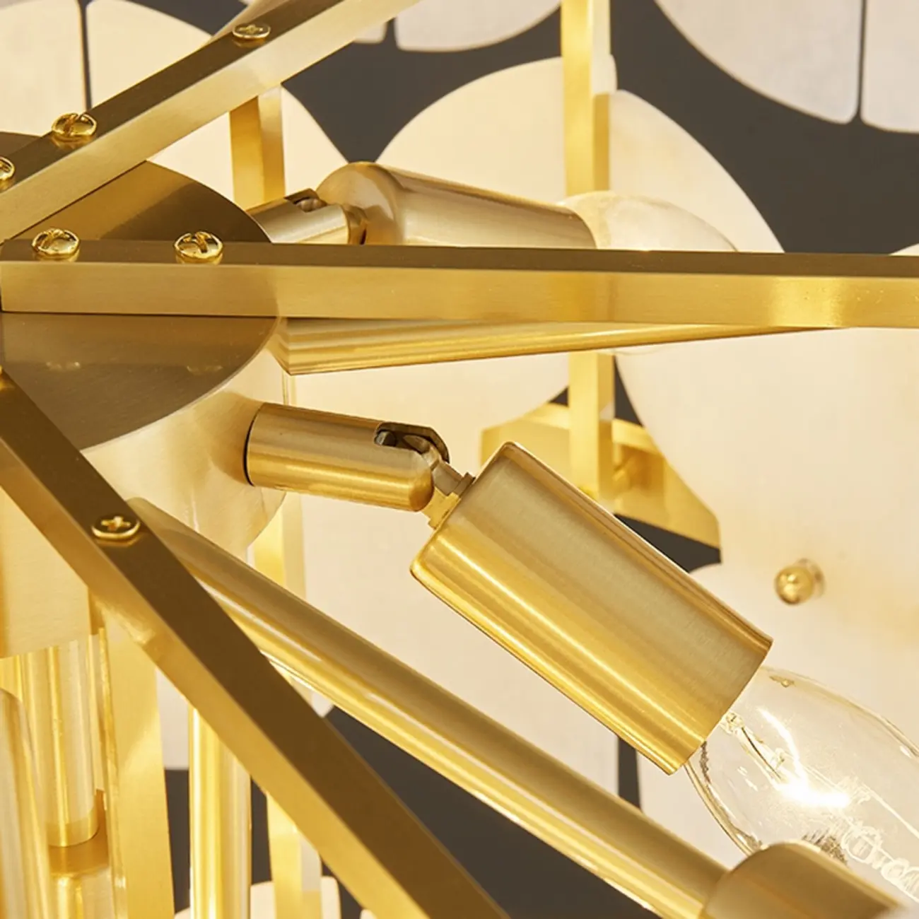 Luxurious Round Gold Tiered Alabaster Chandelier