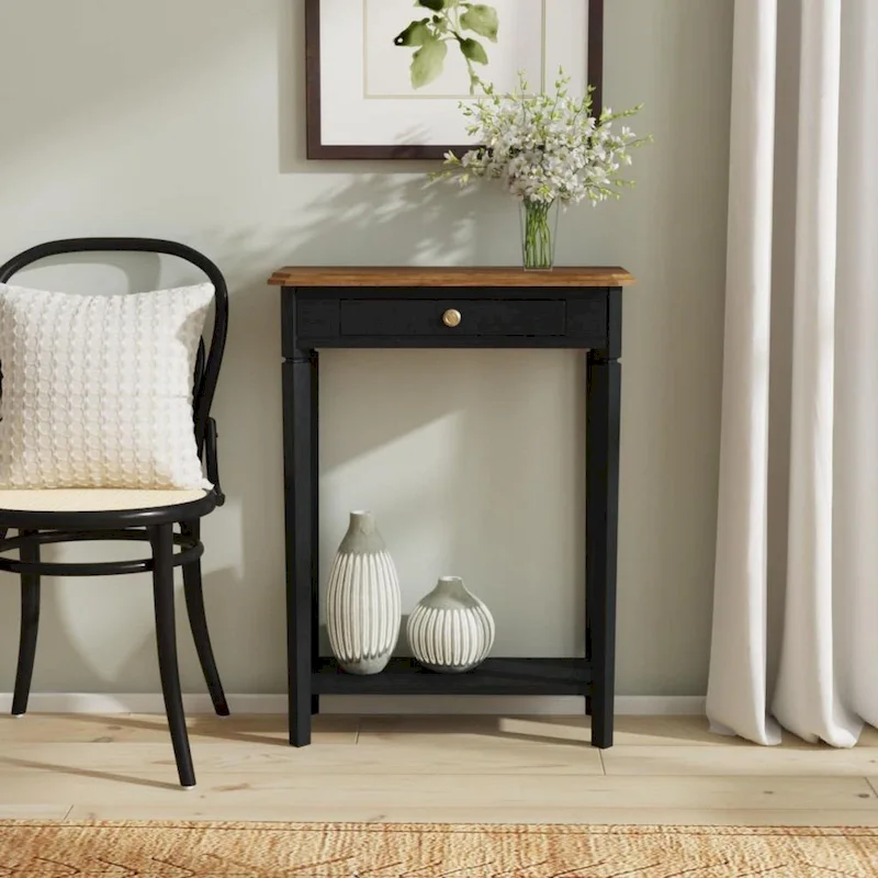 Marnie Two-tone 1-drawer Solid Wood Console Accent Table with Shelf by East at Main