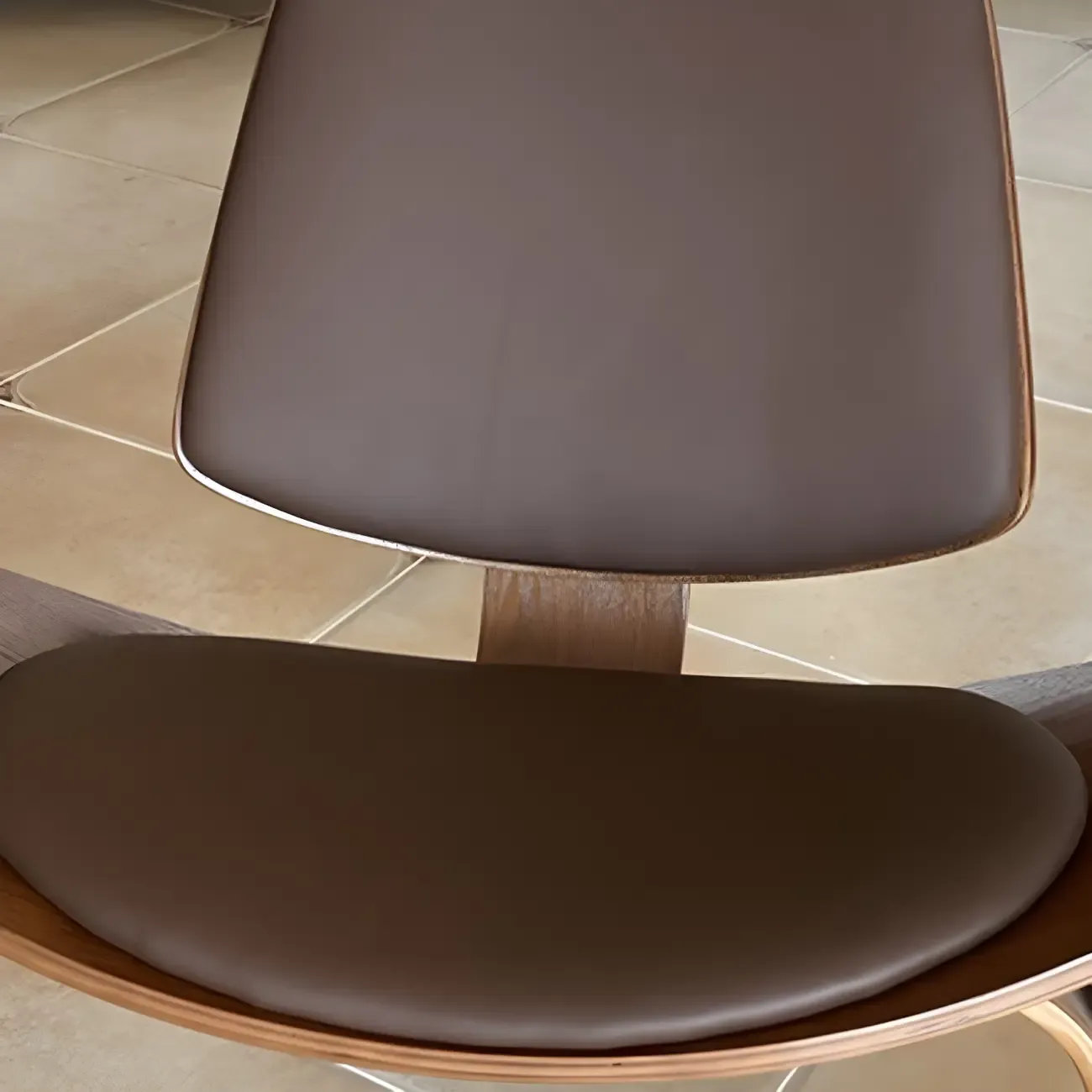 Scandinavian Leather/Linen Accent Chair with Wood Frame