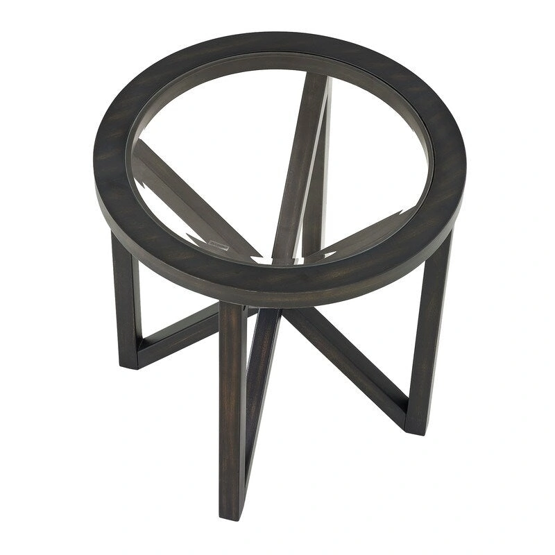 Modern Glass Coffee Table X-Cross Solid Wood Base End Table