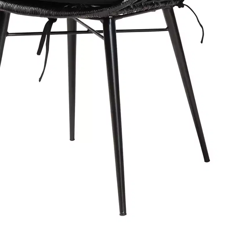 Black Rattan & Wood 5-Piece Dining Set for 4