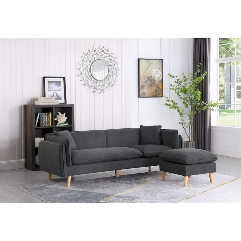 Fabric Sectional Sofa Chaise with Tapered Legs