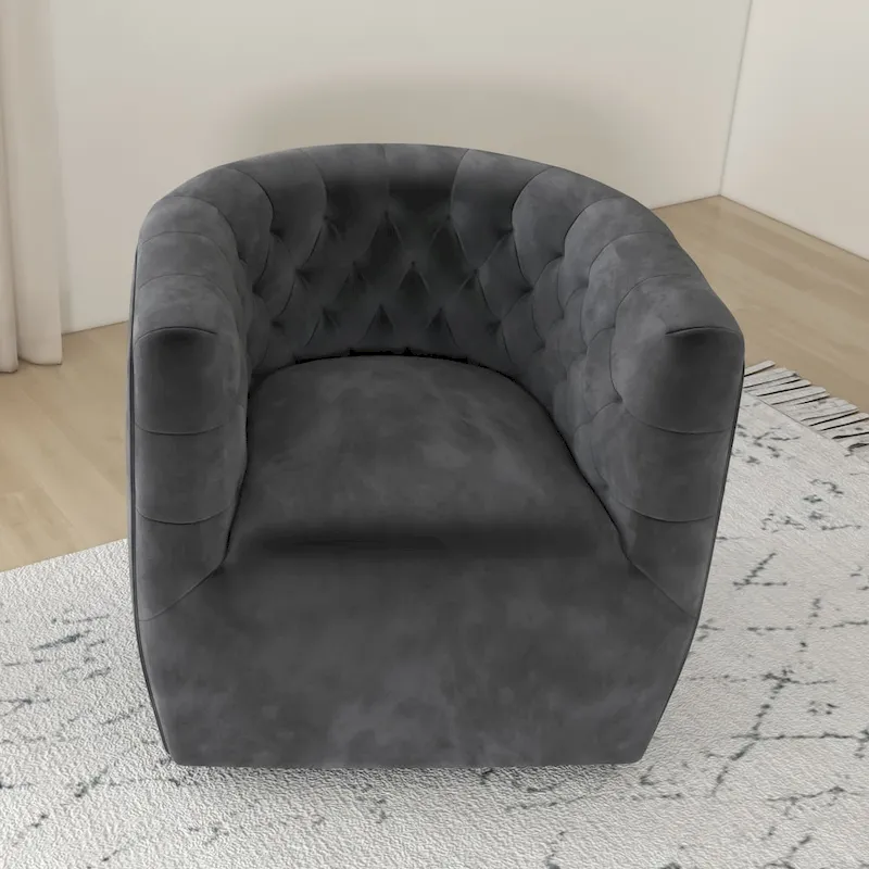 Mid-Century Modern Furniture Comfy Velvet Swivel Accent Chair