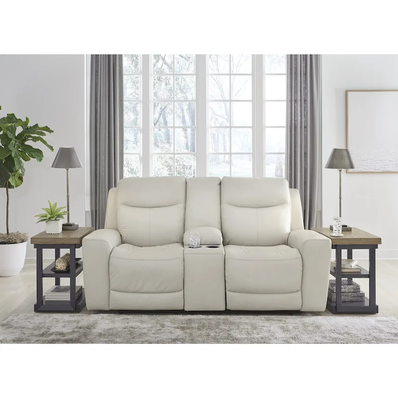 Signature Design by Ashley Mindanao Coconut Power Reclining Loveseat with Console - 79W x 42D x 43H