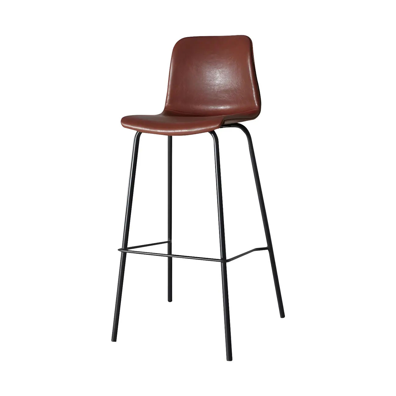 Brown Saddle Metal Frame Leather Counter Stools with Backs