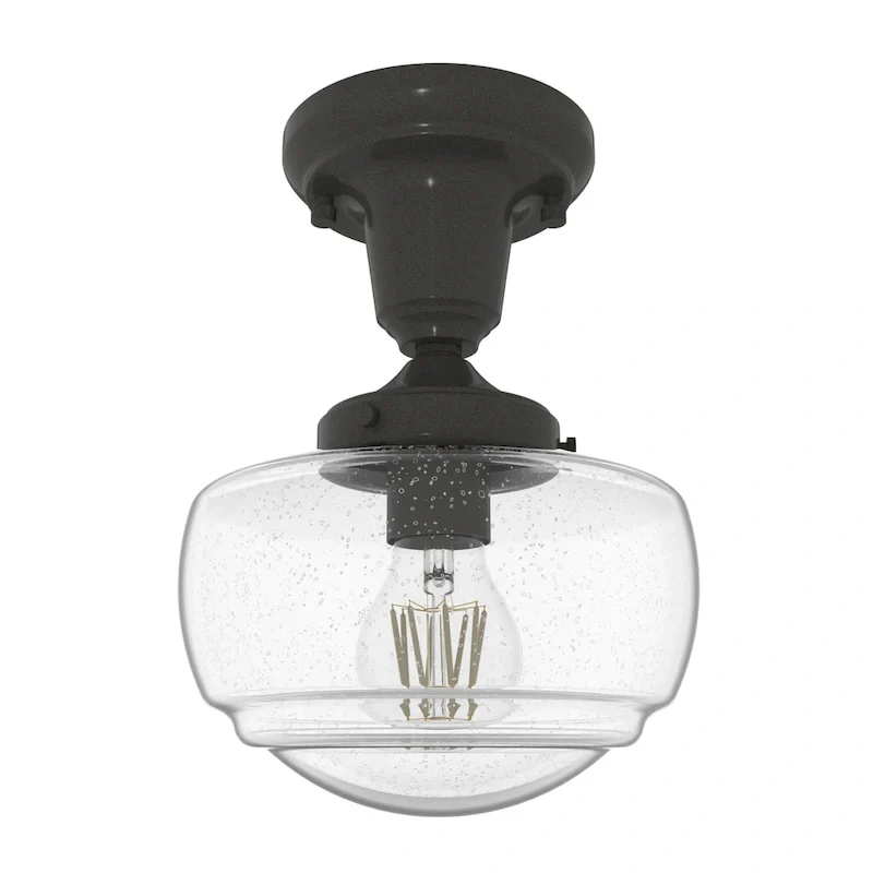 Hunter Saddle Creek 1-Light Mini Pendant / Semi-Flush Mount Ceiling Light - Kitchen Island, Dining Room, Hallway