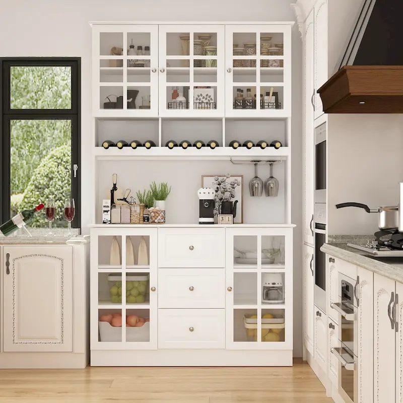 78.9 Pantry Buffet with Hutch Freestanding Kitchen Storage Cabinet
