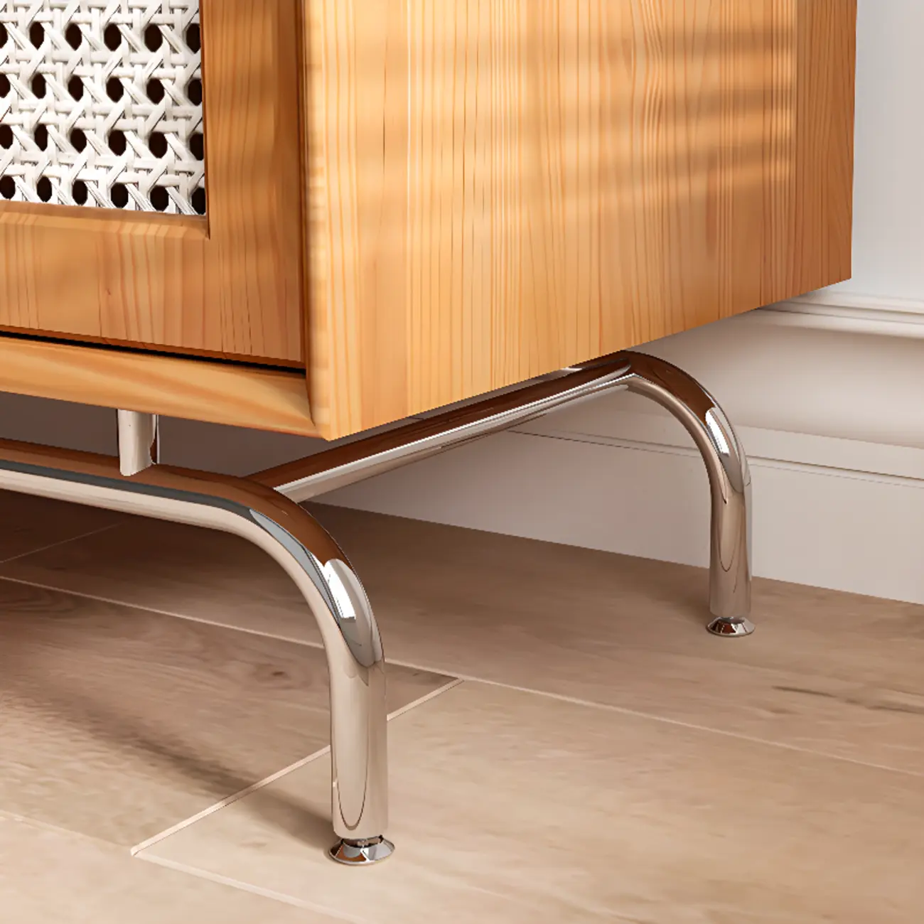 Tropical Pine Wood Accent Cabinet in Rectangular Shape