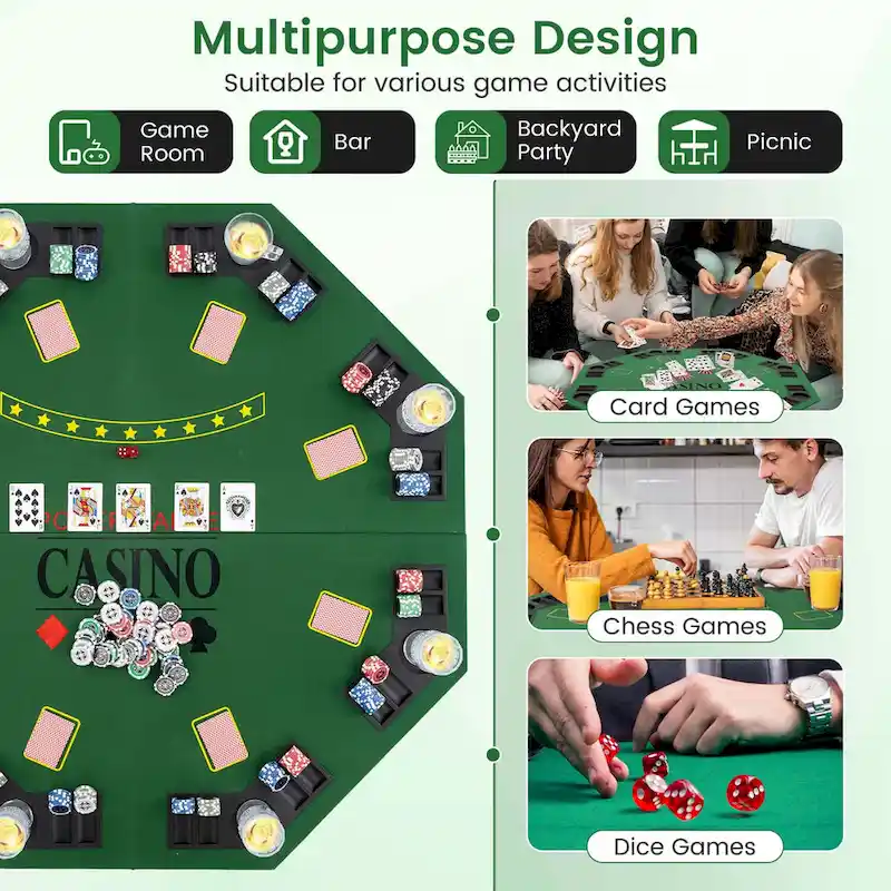 Costway 48 Poker Table Top - 8 Player Foldable Texas Holdem Poker - See Details