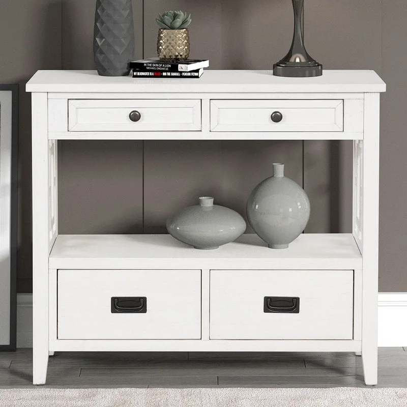Console Table with 4 Drawers and 1 Storage Shelf for Living Room